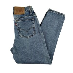 Vintage Levis 521 Jeans Womens 6 Petite Short Blue Tapered Fit High Rise USA 90s
